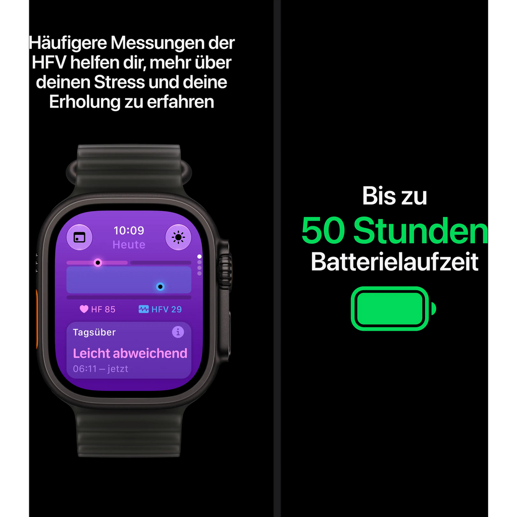 Apple Watch Ultra 4 GPS + Cellular 49mm Black Titanium Gehäuse mit Translucent Black Ocean Band