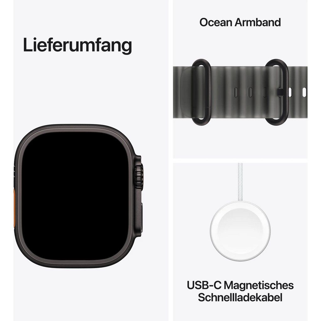 Apple Watch Ultra 4 GPS + Cellular 49mm Black Titanium Gehäuse mit Translucent Black Ocean Band
