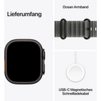 Apple Watch Ultra 4 GPS + Cellular 49mm Black Titanium Gehäuse mit Translucent Black Ocean Band